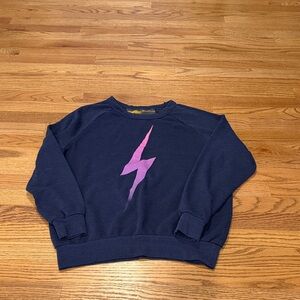 Navy Aviator Nations Sweatshirt with Pink Ombre Lightning Bolt